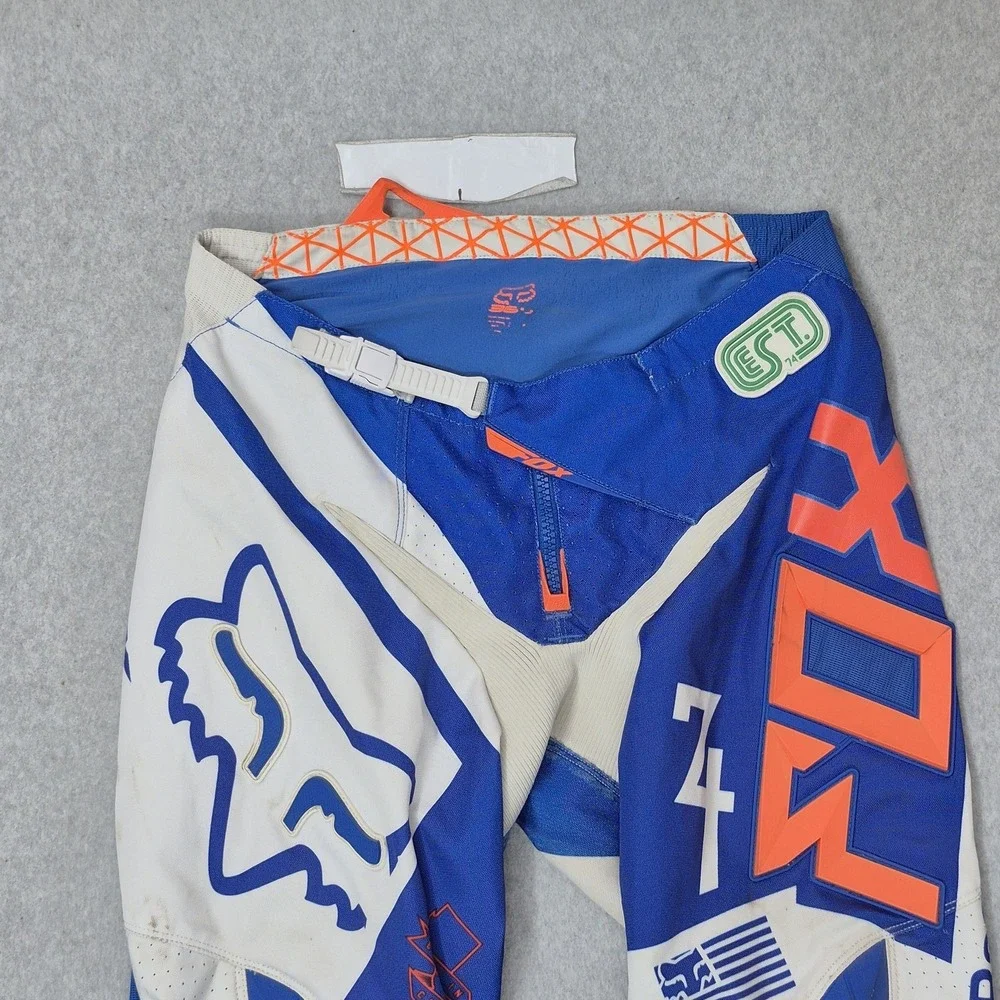 Fox Men Pants 32 Blue Embroidered Graphic 360 Intake Motocross Logo READ